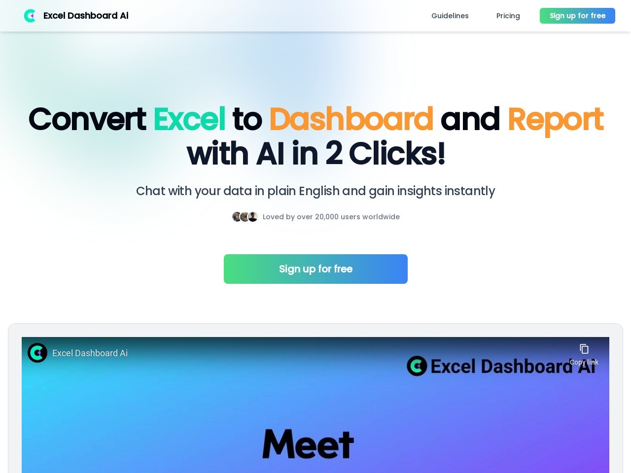 ExcelDashboard Ai | Convert Excel to Dashboard Instantly